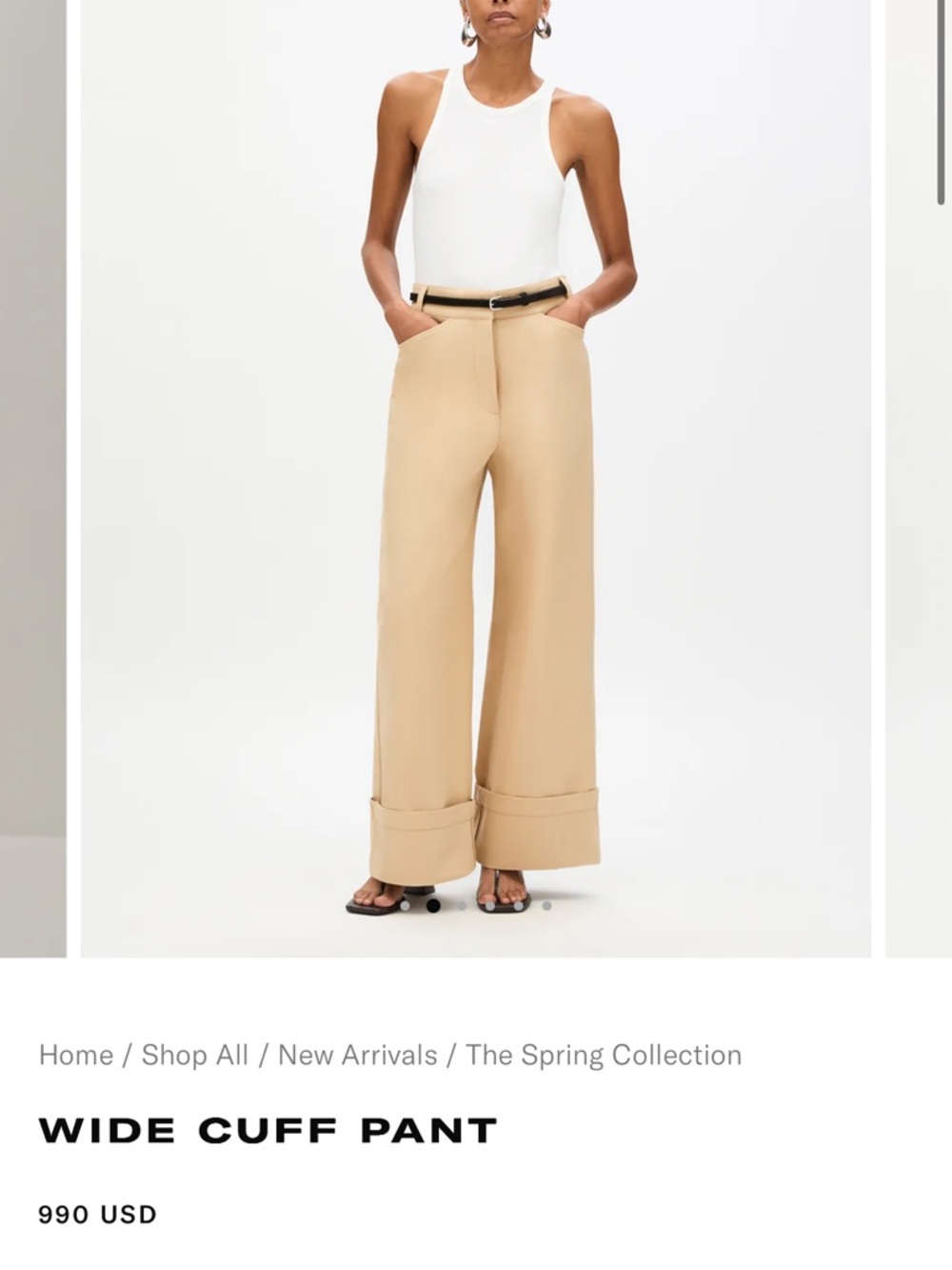 Another Tomorrow Wide Cuff Pant - Beige - new with tags on